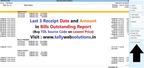 TDL Source Code of Last 3 Receipt Date and Amount in Bills Outstanding ...