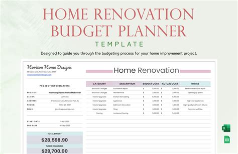 Free Editable Renovation Templates in Excel to Download