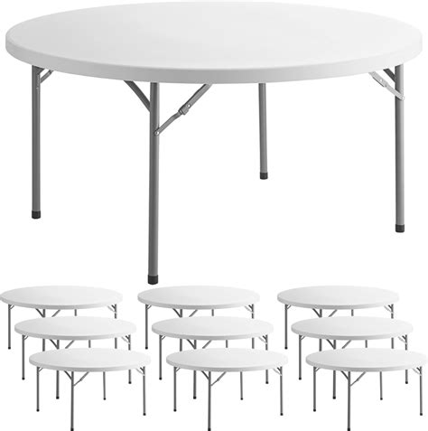 Amazon.com: 8 Pack! 60" Round Granite White Plastic Folding Table ...