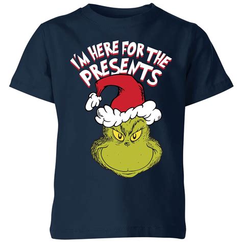 The Grinch Im Here for The Presents Kids Christmas T-Shirt - Navy - 9 ...