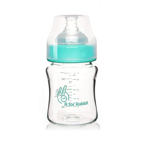 R for Rabbit First Feed Glass Feeding Bottle 120ml (Sea Green)