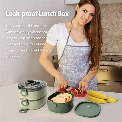 Buy Bento Box Adult Lunch Box, Leak-Proof, BPA-Free Stacking Bento Box ...