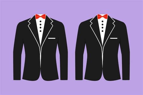 Character flat drawing stylized man formal suit logo label template ...