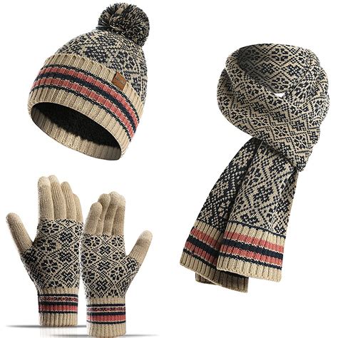 Hat Scarf and Glove Set, Women Winter Hats 3-Piece, Beanie Neck Warmer ...