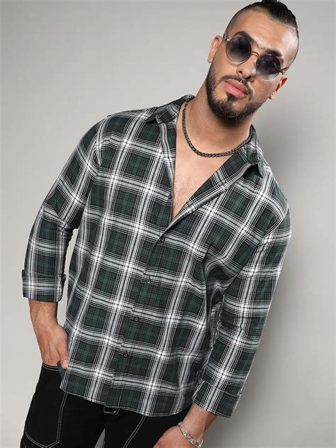 Plus Size Green Checkered Casual Shirt (3XL - 6XL) | Instafab Plus