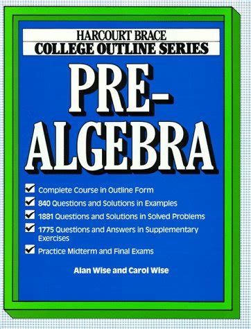 Buy Pre-Algebra (Harcourt Brace Jovanovich college outline series) Book ...