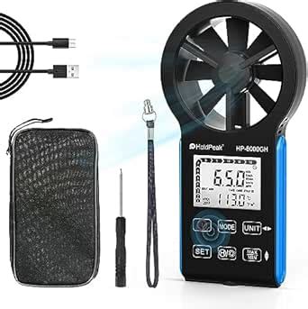 Rechargeable Anemometer, Digital Wind Speed Meter Waterproof with Touch ...