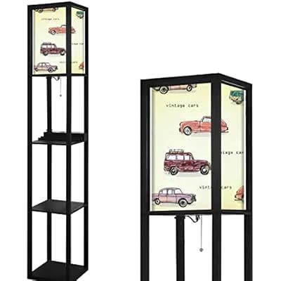 Hand Drawn Colorful Vintage Cars Design Floor Lamp | Ubuy India