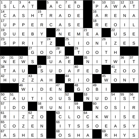 0420-23 NY Times Crossword 20 Apr 23, Thursday - NYXCrossword.com