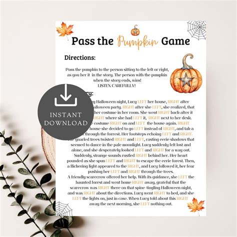 Pass the Pumpkin Game Halloween Printable, Left Right Party Games for ...