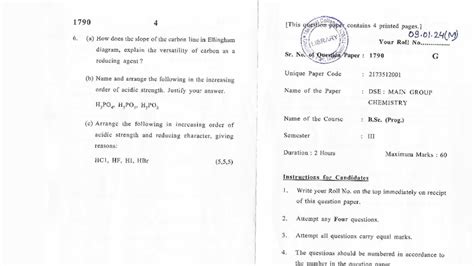DSE: Main Group Chemistry Exam Paper 1790 - 09.01.24(M) - Studocu
