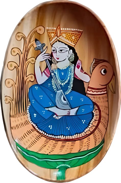 Hasir Chitrakar's Art: Saraswati Bengal pattachitra Wall Plates and More
