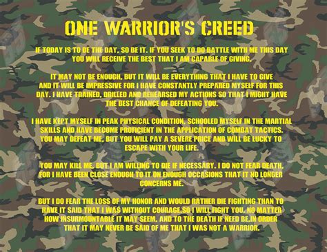 Warrior's Creed Sign Deployment Printable Sign Army Encouragement ...