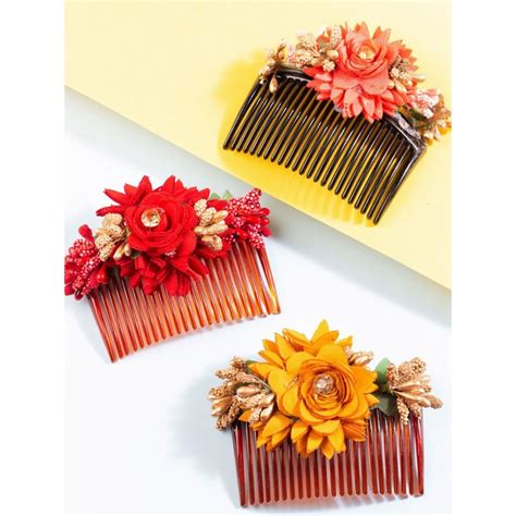 Buy Accessher Multi-Color Flower Hair Pin Accessories for Women Online