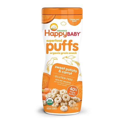 Amazon.com: Happy Baby Organic Superfood Puffs Sweet Potato & Carrot, 2 ...