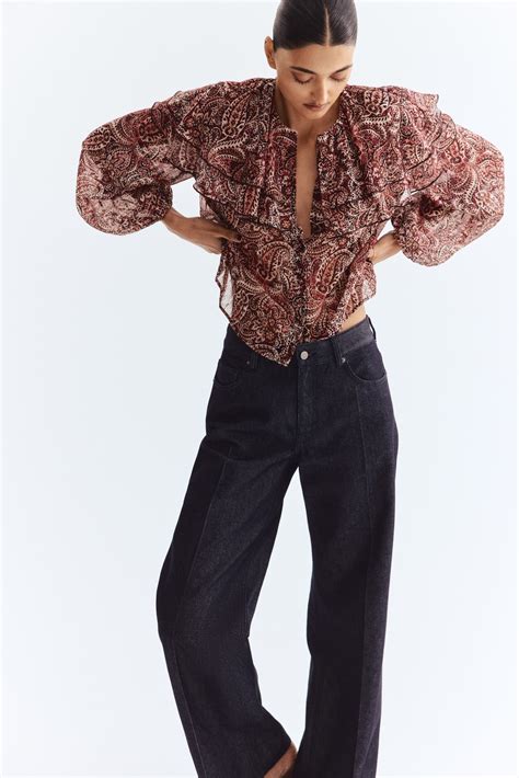 Women's Burgundy/Paisley pattern Chiffon blouse | H&M IN