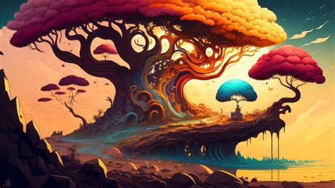 AI Art HD Cool Tree Illustration Wallpaper, HD Artist 4K Wallpapers, Images and Background ...