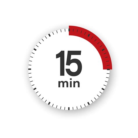 15 minutes timer. Stopwatch symbol in flat style. Isolated vector ...