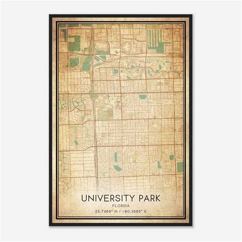 Vintage University Park Florida Map Poster, Modern Home Decor Wall Art ...