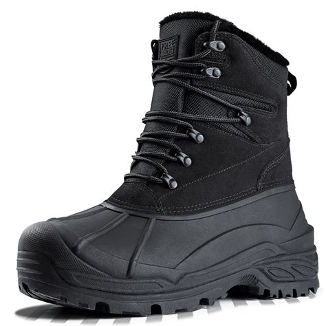 FREE SOLDIER Mens Snow Winter Boots for Men Warm Fleece Lining Winter ...