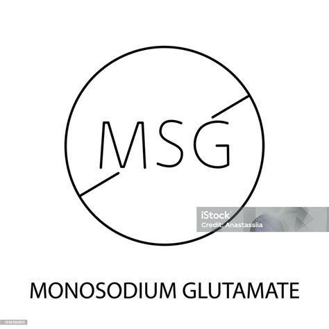 A Vector Line Icon Featuring A Crossed Out Monosodium Glutamate Molecule Indicating The Presence ...