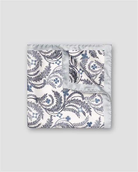 Light Blue Floral Silk Pocket Square - Eton