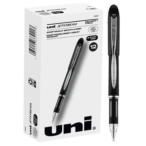Uniball Jetstream Stick Black Pen 12 Pack - 1.0mm Bold Point School ...