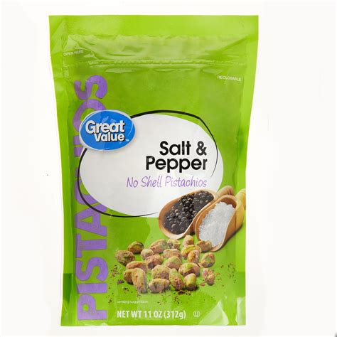 Great Value Salt & Pepper Shelled Pistachios 11 oz, protein-rich ...