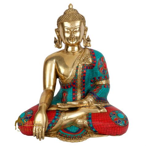 Large Size Indian Inlay Work Lord Buddha Sitting Décor Statue Idol 2 F ...