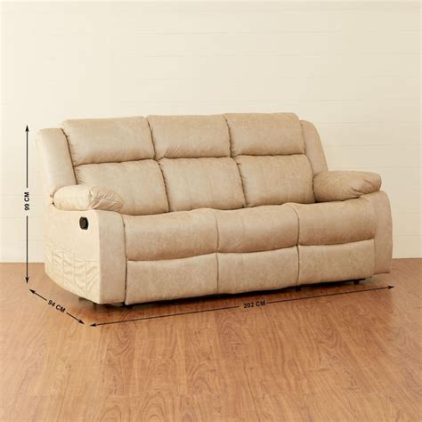 Buy Denver Faux Leather 3-Seater Recliner - Beige from Home Centre at ...