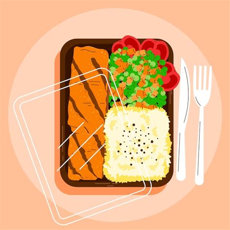 Hand drawn flat design meal prep illustration | Premium Vector