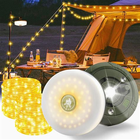 TOGETDREAM 2 Pcs Camping String Lights, 10m/3.94in 2-in-1 Outdoor ...