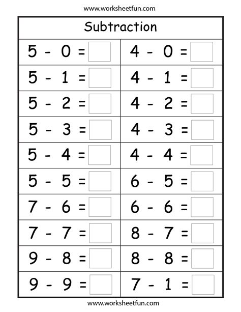 First Grade Subtraction Worksheets - Acicabuja