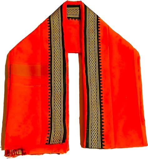Soft Cotton Gamcha Bhagwa Color Wide Border Useful for puja, Festivals ...