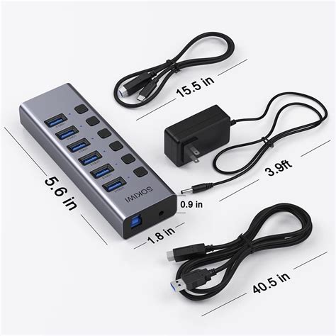 Buy Powered USB Hub 3.0 with SD/TF Card Reader Port, M.2 NVME SATA SSD ...