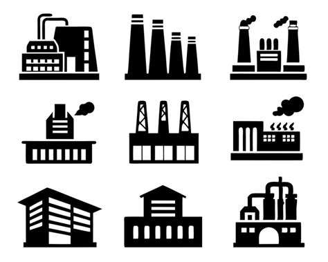 Set of industry and factory icon mechanical work conveyor power ...