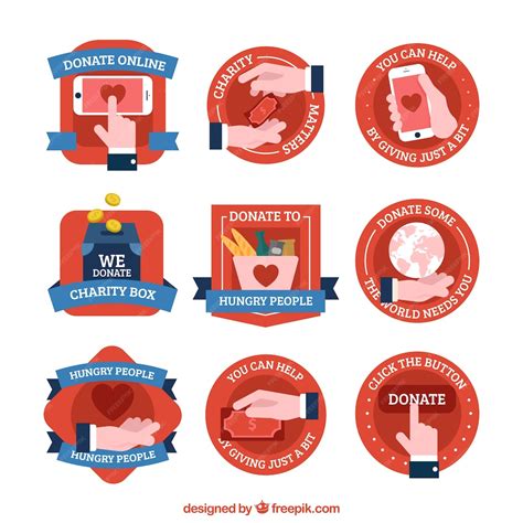 Set Spende Aufkleber | Kostenlose Vektor