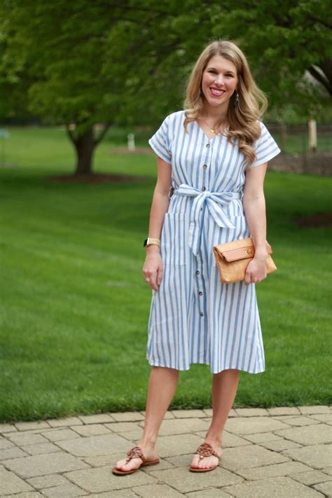 Red, White, & Blue Striped Dress & Confident Twosday Linkup - I do deClaire