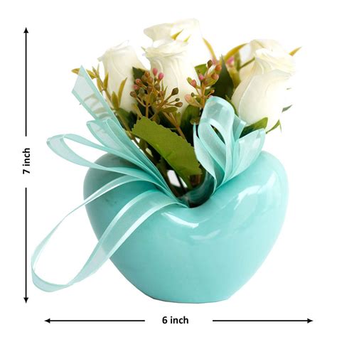 Artificial Flowers/Plants/ Rose Flower in Ceramic Pot/Planter for Home ...