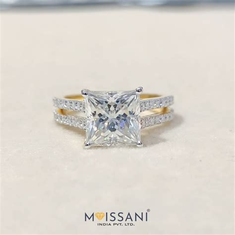 Moissanite Princess Shape Ring-LR00395-moissani.in