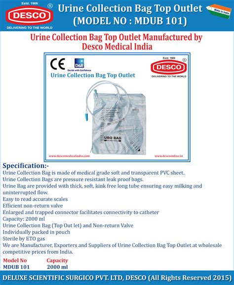 Urine Collection Bag Top Outlet | Manufacturer, Exporter & Supplier | DESCO