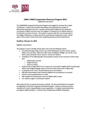 Fillable Online cpp nmsu NMSU/UNM Cooperative Pharmacy Program Fax ...