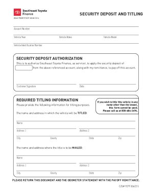 Fillable Online Fillable Online Security Deposit Authorization Form ...