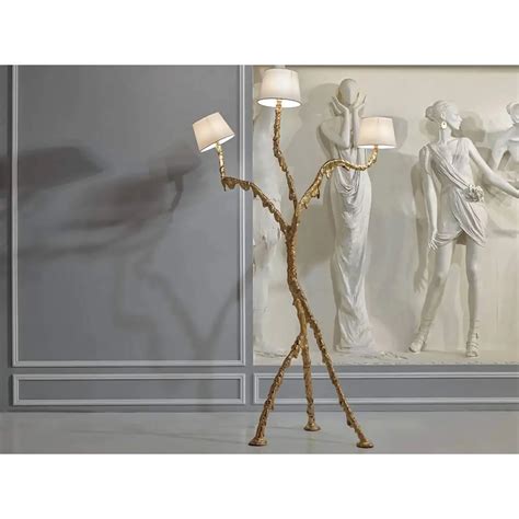 Art Deco Floor Lamps| Triple-Arm Red Marble Floor Lamp | High-End ...