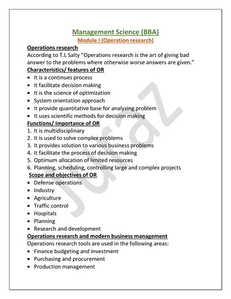 Management Science- theory short notes - Management Science (BBA ...