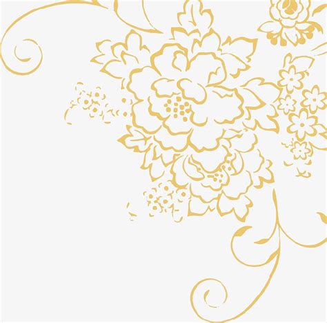 金色花图案矢量素材-矢量花卉花纹-素彩网