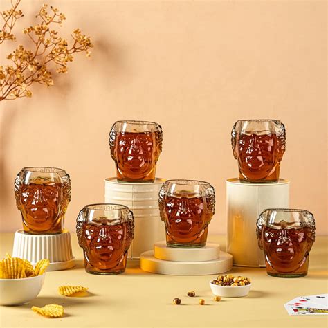 Buy Giftalk Old Monk Face Glasses Set of 6 (300ml) | Premium Drinking ...