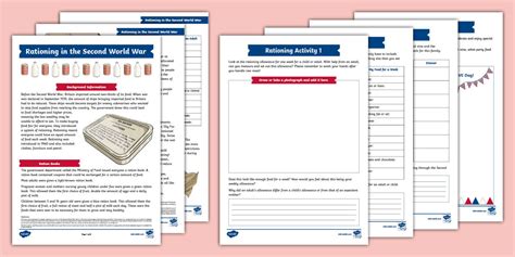 Rationing in the Second World War Activity Sheet