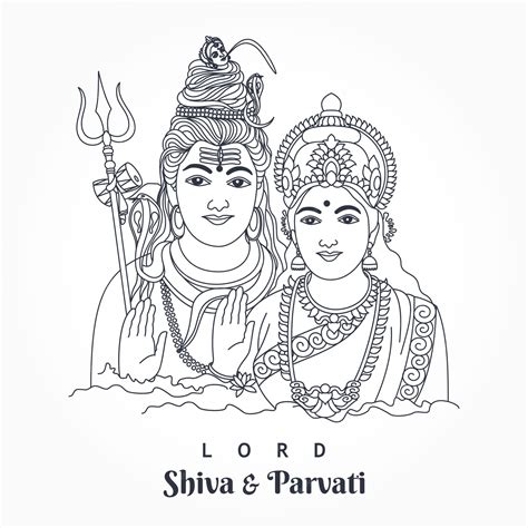 Lord Shiva And Parvati Sketch