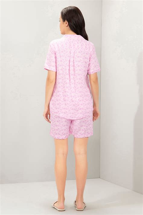 Buy Sleep Shorts Set - Powder Pink Floral Print | amanté